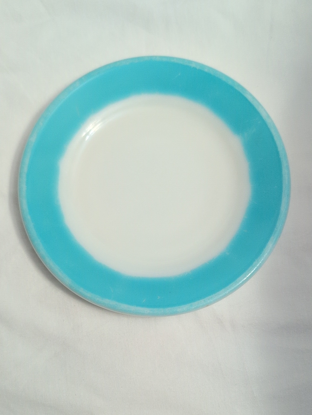 PYREX DOUBLE TOUGH TURQUOISE BLUE RIM